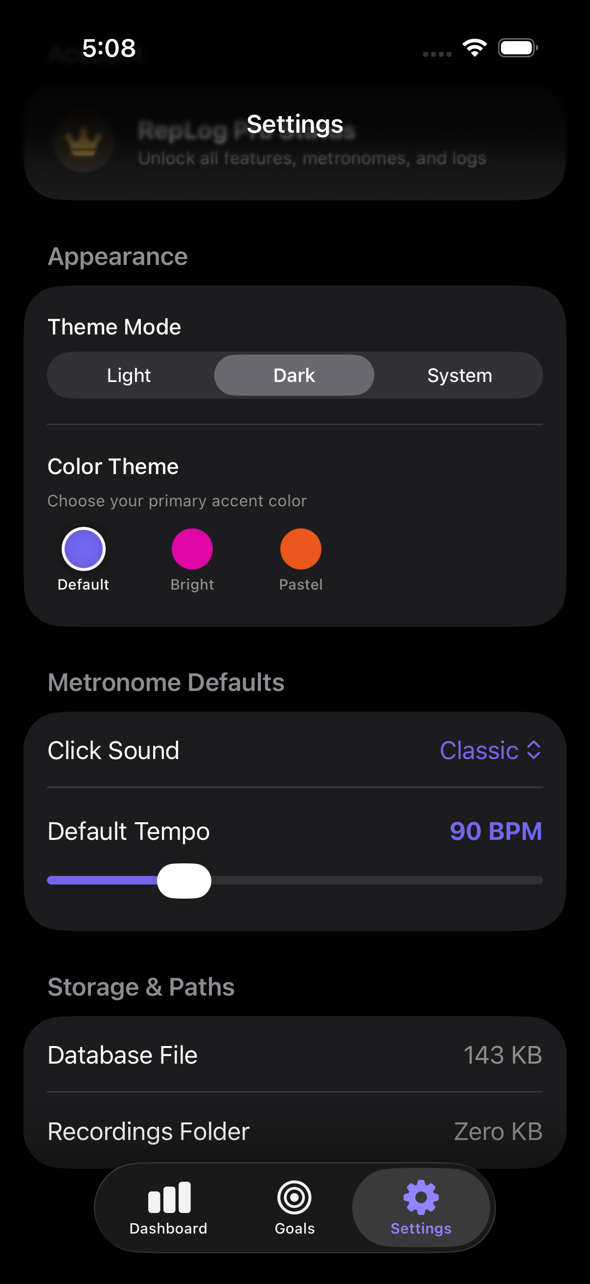 Settings Panel